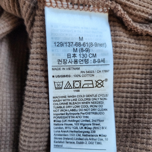 GAP Kids Waffle Henley Shirt in Brown Size M New With Tags - Picture 7 of 8